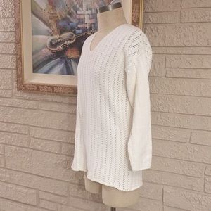 Avalin V-Neck Scramble Stitch Sweater - Pink